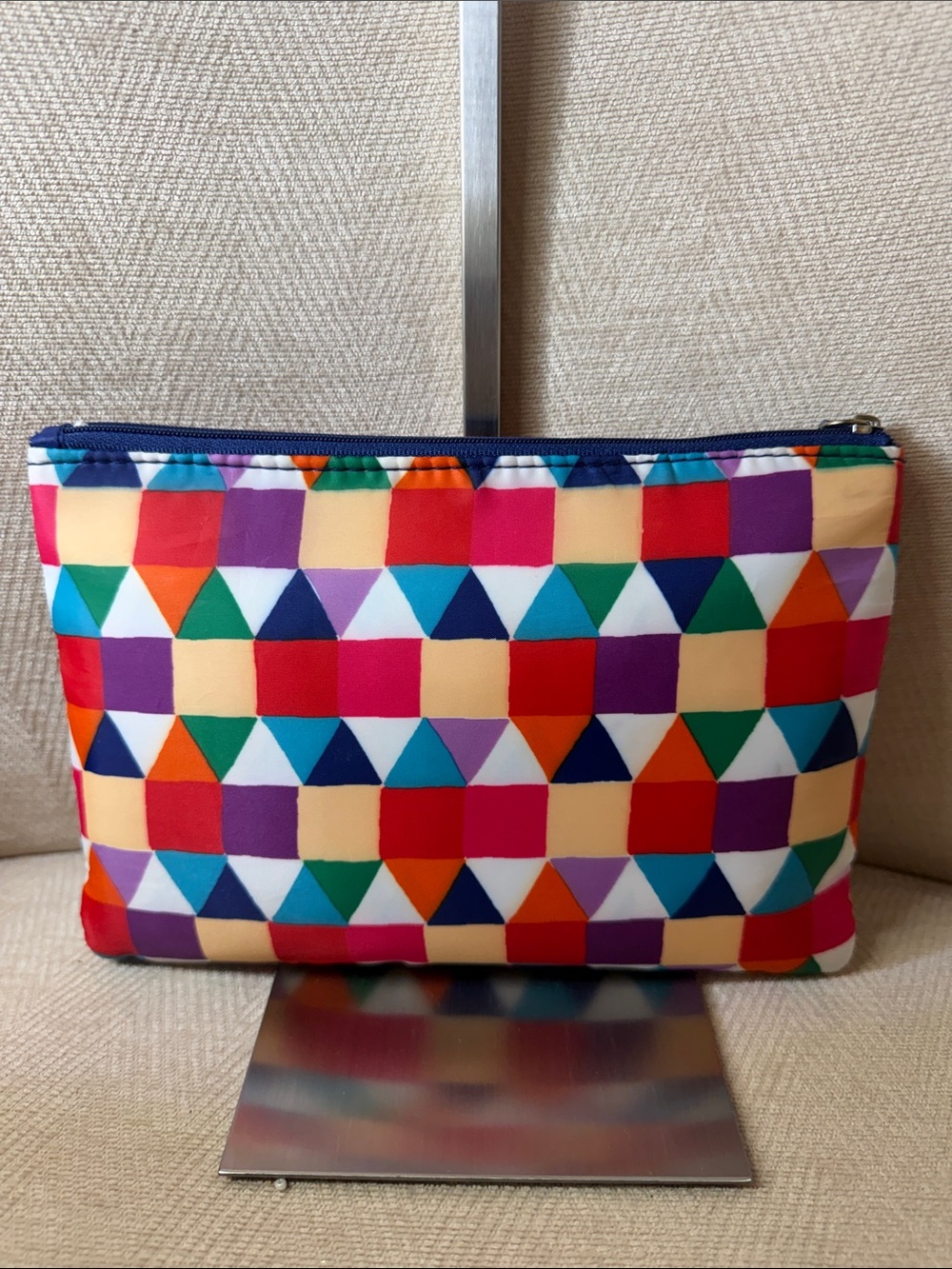 kate spade Multicolor Geometric Cosmetic Pouch - Navy Trim - Picture 4 of 11